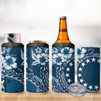 Kia Orana Cook Islands 4 in 1 Can Cooler Tumbler Tiare & Stars - Navy Blue LT7 - Polynesian Pride