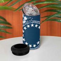 Kia Orana Cook Islands 4 in 1 Can Cooler Tumbler Tiare & Stars - Navy Blue LT7 - Polynesian Pride