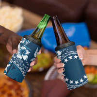 Kia Orana Cook Islands 4 in 1 Can Cooler Tumbler Tiare & Stars - Navy Blue LT7 - Polynesian Pride
