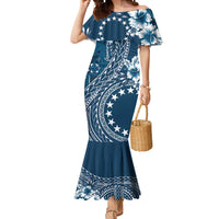 Kia Orana Cook Islands Mermaid Dress Tiare and Stars - Navy Blue LT7 Women Navy Blue - Polynesian Pride