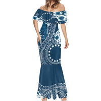 Kia Orana Cook Islands Mermaid Dress Tiare and Stars - Navy Blue LT7 - Polynesian Pride