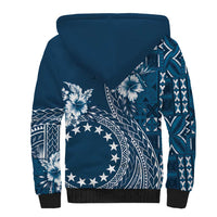 Kia Orana Cook Islands Sherpa Hoodie Tiare and Stars - Navy Blue