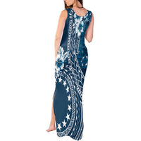 Kia Orana Cook Islands Tank Maxi Dress Tiare and Stars - Navy Blue