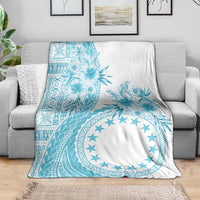 Kia Orana Cook Islands Blanket Tiare and Stars - Turquoise