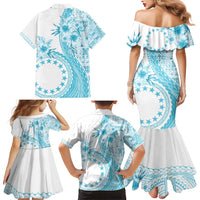 Kia Orana Cook Islands Family Matching Mermaid Dress and Hawaiian Shirt Tiare and Stars - Turquoise LT7 - Polynesian Pride