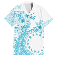 Kia Orana Cook Islands Family Matching Tank Maxi Dress and Hawaiian Shirt Tiare and Stars - Turquoise LT7 Dad's Shirt - Short Sleeve Turquoise - Polynesian Pride