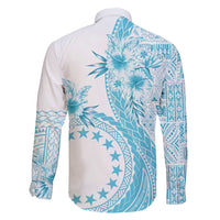 Kia Orana Cook Islands Family Matching Tank Maxi Dress and Hawaiian Shirt Tiare and Stars - Turquoise LT7 - Polynesian Pride