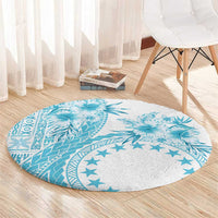 Kia Orana Cook Islands Round Carpet Tiare and Stars - Turquoise