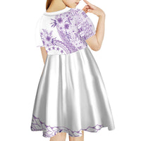 Kia Orana Cook Islands Kid Short Sleeve Dress Tiare and Stars - Lavender LT7 - Polynesian Pride