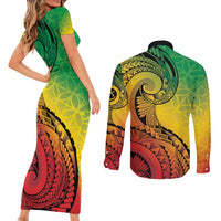 Vanuatu 45th Independence Anniversary Couples Matching Short Sleeve Bodycon Dress and Long Sleeve Button Shirt Ni-Van Sandroing - Polynesian Pride