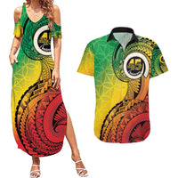 Vanuatu 45th Independence Anniversary Couples Matching Summer Maxi Dress and Hawaiian Shirt Ni-Van Sandroing - Polynesian Pride