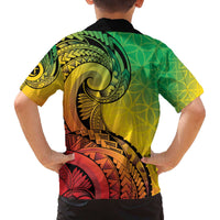 Vanuatu 45th Independence Anniversary Family Matching Off The Shoulder Long Sleeve Dress and Hawaiian Shirt Ni-Van Sandroing - Polynesian Pride