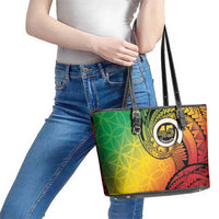 Vanuatu 45th Independence Anniversary Leather Tote Bag Ni-Van Sandroing - Polynesian Pride