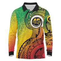 Vanuatu 45th Independence Anniversary Long Sleeve Polo Shirt Ni-Van Sandroing LT7 Colorful - Polynesian Pride