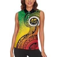 Vanuatu 45th Independence Anniversary Women Sleeveless Polo Shirt Ni-Van Sandroing - Polynesian Pride