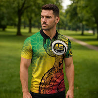 Vanuatu 45th Independence Anniversary Zipper Polo Shirt Ni-Van Sandroing - Polynesian Pride