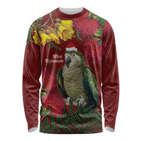 Kakapo Bird New Zealand Long Sleeve Shirt Floral Christmas LT7 Unisex Red - Polynesian Pride