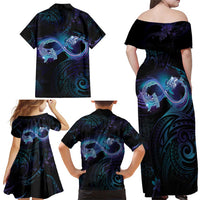 Polynesian Personalized Memorial Family Matching Off Shoulder Maxi Dress and Hawaiian Shirt Oceanic Infinity Symbol - Until We Meet Again - Polynesian Pride