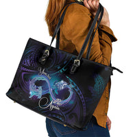 Polynesian Personalized Memorial Leather Tote Bag Oceanic Infinity Symbol - Until We Meet Again - Polynesian Pride