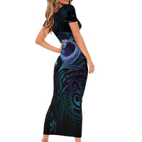 Polynesian Personalized Memorial Short Sleeve Bodycon Dress Oceanic Infinity Symbol - Until We Meet Again - Polynesian Pride