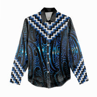 New Zealand Matariki Women Casual Shirt Galaxy Poutama Motifs LT7 - Polynesian Pride
