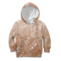 Hawaii Beige Kapa Kid Hoodie Vintage 'Ohe Kāpala Motifs Mix Plumeria Leis LT7 Hoodie Beige - Polynesian Pride