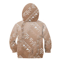 Hawaii Beige Kapa Kid Hoodie Vintage 'Ohe Kāpala Motifs Mix Plumeria Leis LT7 - Polynesian Pride
