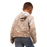 Hawaii Beige Kapa Kid Hoodie Vintage 'Ohe Kāpala Motifs Mix Plumeria Leis LT7 - Polynesian Pride