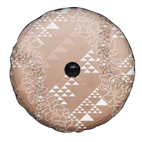 Hawaii Beige Kapa Spare Tire Cover Vintage 'Ohe Kāpala Motifs Mix Plumeria Leis LT7 - Polynesian Pride