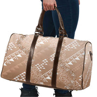 Hawaii Beige Kapa Travel Bag Vintage 'Ohe Kāpala Motifs Mix Plumeria Leis LT7 - Polynesian Pride