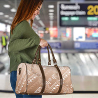 Hawaii Beige Kapa Travel Bag Vintage 'Ohe Kāpala Motifs Mix Plumeria Leis LT7 - Polynesian Pride