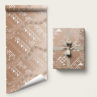 Hawaii Kapa Vintage Motifs Mix Plumeria Leis Wrapping Paper Beige
