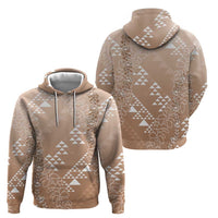 Hawaii Beige Kapa Zip Hoodie Vintage 'Ohe Kāpala Motifs Mix Plumeria Leis LT7 - Polynesian Pride