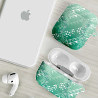 Hawaii Jade Green Kapa AirPods Case Vintage 'Ohe Kāpala Motifs Mix Plumeria Leis LT7 - Polynesian Pride