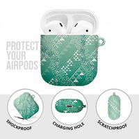 Hawaii Jade Green Kapa AirPods Case Vintage 'Ohe Kāpala Motifs Mix Plumeria Leis LT7 - Polynesian Pride