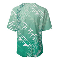 Hawaii Jade Green Kapa Baseball Jersey Vintage 'Ohe Kāpala Motifs Mix Plumeria Leis LT7 - Polynesian Pride