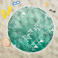 Hawaii Jade Green Kapa Beach Blanket Vintage 'Ohe Kāpala Motifs Mix Plumeria Leis LT7 One Size 150cm Jade Green - Polynesian Pride
