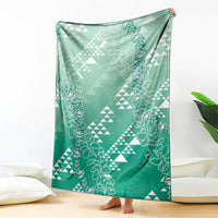 Hawaii Jade Green Kapa Blanket Vintage 'Ohe Kāpala Motifs Mix Plumeria Leis LT7 - Polynesian Pride
