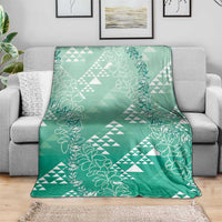 Hawaii Jade Green Kapa Blanket Vintage 'Ohe Kāpala Motifs Mix Plumeria Leis LT7 - Polynesian Pride