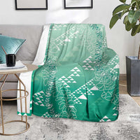 Hawaii Jade Green Kapa Blanket Vintage 'Ohe Kāpala Motifs Mix Plumeria Leis LT7 - Polynesian Pride
