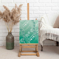 Hawaii Jade Green Kapa Canvas Wall Art Vintage 'Ohe Kāpala Motifs Mix Plumeria Leis LT7 - Polynesian Pride