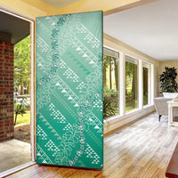 Hawaii Jade Green Kapa Door Cover Vintage 'Ohe Kāpala Motifs Mix Plumeria Leis LT7 - Polynesian Pride