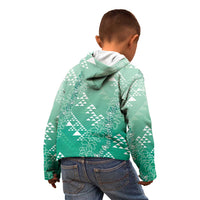 Hawaii Jade Green Kapa Kid Hoodie Vintage 'Ohe Kāpala Motifs Mix Plumeria Leis LT7 - Polynesian Pride