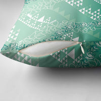 Hawaii Jade Green Kapa Pillow Cover Vintage 'Ohe Kāpala Motifs Mix Plumeria Leis LT7 - Polynesian Pride