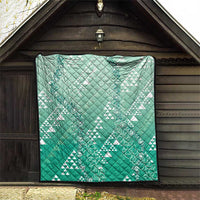 Hawaii Jade Green Kapa Quilt Vintage 'Ohe Kāpala Motifs Mix Plumeria Leis LT7 - Polynesian Pride
