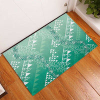 Hawaii Jade Green Kapa Rubber Doormat Vintage 'Ohe Kāpala Motifs Mix Plumeria Leis LT7 - Polynesian Pride