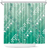 Hawaii Jade Green Kapa Shower Curtain Vintage 'Ohe Kāpala Motifs Mix Plumeria Leis LT7 Jade Green - Polynesian Pride