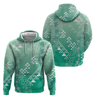 Hawaii Jade Green Kapa Zip Hoodie Vintage 'Ohe Kāpala Motifs Mix Plumeria Leis LT7 - Polynesian Pride