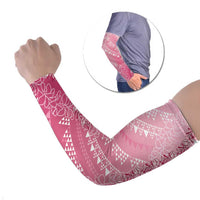 Hawaii Rose Pink Kapa Arm Sleeves Vintage 'Ohe Kāpala Motifs Mix Plumeria Leis LT7 Set of 2 Rose Pink - Polynesian Pride