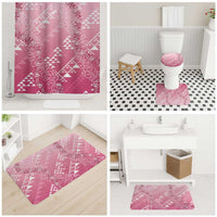 Hawaii Rose Pink Kapa Bathroom Set Vintage 'Ohe Kāpala Motifs Mix Plumeria Leis LT7 - Polynesian Pride